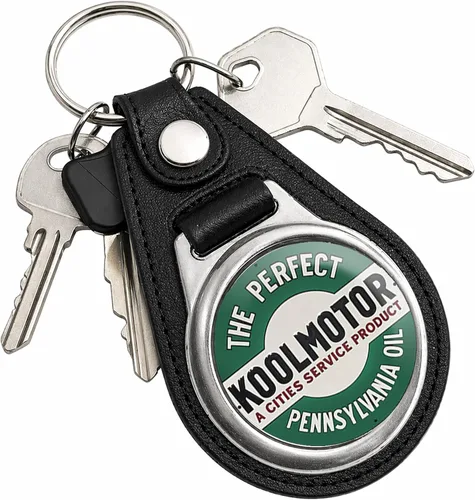 Vista 114 de Brotherhood Round Key Chain for Vintage Motor Oil, Petroleum, and