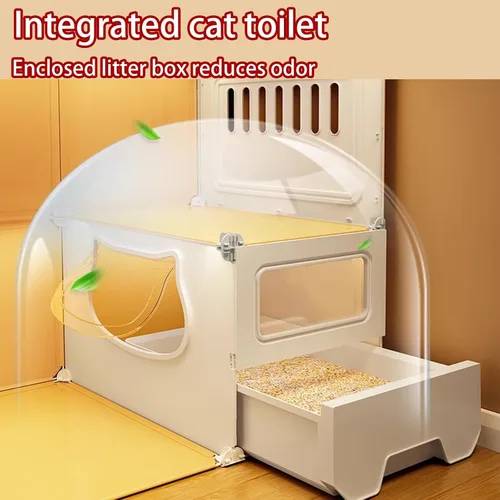 Vista 6 de Jaulas grandes para gatos de 2/3/4 niveles para interiores, jaula para gatos con caja de arena, villa para gatos, jaula para gatos
