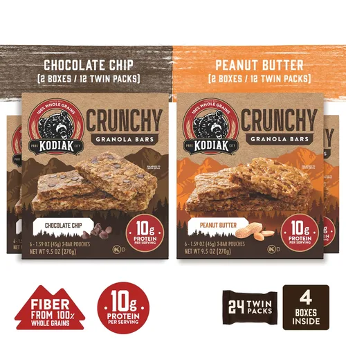 Vista 4 de Kodiak Barras de granola crujientes, paquete variado, alto en proteínas, 4