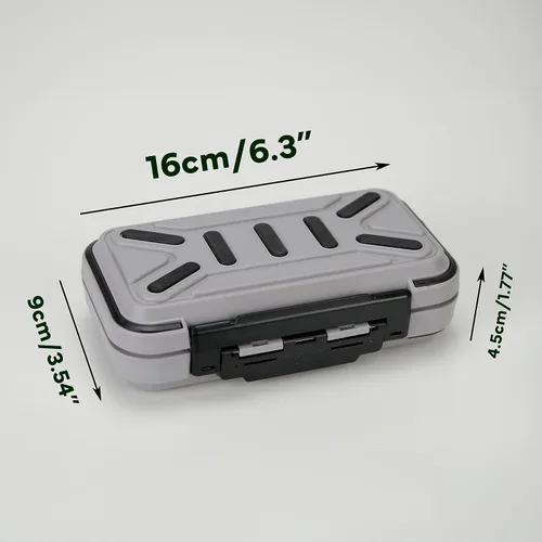 Vista 4 de Caja de aparejos de pesca, estuche de almacenamiento de cebos, estuche rígido para aparejos, ganchos portátiles, anzuelos giratorios, anzuelos, Gris