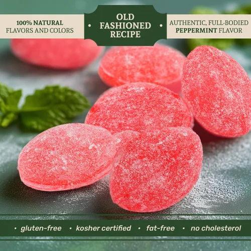 Vista 3 de PEPPERMINT Sanded Candy 14 oz – Bulk, Old Fashioned, Fresh & Delicious, Candy Drops (65 pieces), Fat & Gluten Free