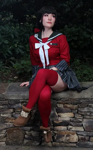Vista 4 de C-ZOFEK Harukawa Maki - Disfraz de cosplay con corbatas rojas para el pelo para mujer, uniforme de talla de EE. UU