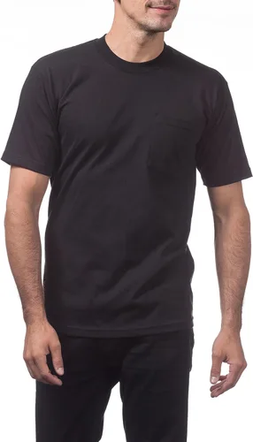 Vista 5 de Pro Club Camiseta de algodón pesado de manga corta con bolsillo para hombre Negro