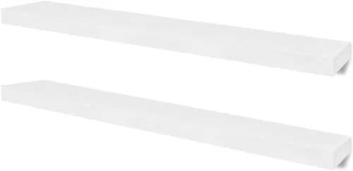 Vista 3 de 2 estantes flotantes de madera de fibropanel de densidad media blanca para almacenamiento de libros/DVD, estante flotante, estante de pared