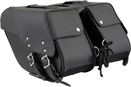 Vista 7 de Milwaukee Leather SH66901ZB - Alforjas medianas de PVC negro con 2 correas, colocación por encima, con ribetes reflectantes - Talla única
