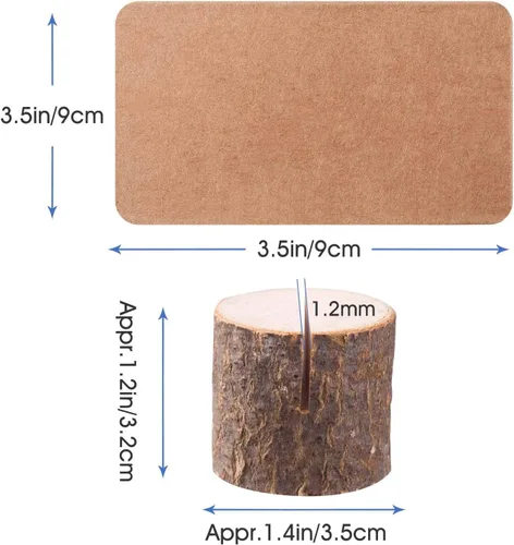 Vista 2 de Toncoo 15 piezas de tarjeteros de madera para tarjetas de lugar y 30 piezas de tarjetas de lugar, soportes de número de mesa, decoración rústica