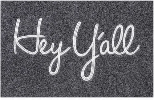 Vista 14 de Tapete de bienvenida al aire libre con texto en inglés "Hey Y'all" para puerta delantera, con parte trasera de goma, tapete