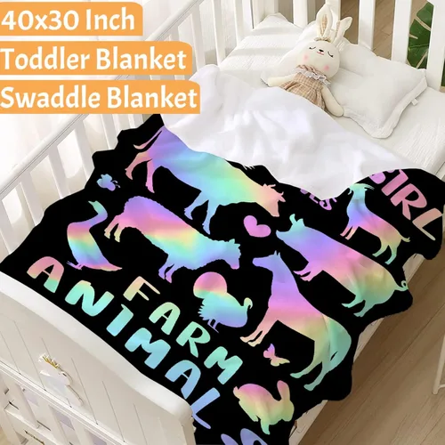 Vista 3 de Manta con diseño de animales de granja, regalo para niños y niñas, amantes de los animales de granja, adorable diseño de animales, súper suave