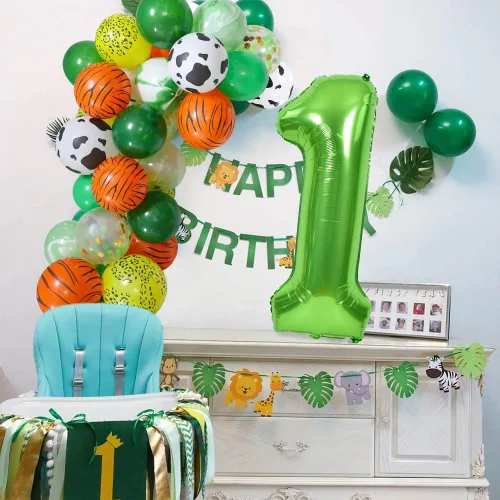 Vista 3 de TONIFUL Globos verdes del número 0 de 40 pulgadas, decoración de año nuevo 2027