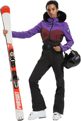 Vista 67 de GSOU SNOW Traje de esquí para mujer, traje de nieve de una pieza, para snowboard, delgado, aislante, impermeable, resistente al viento