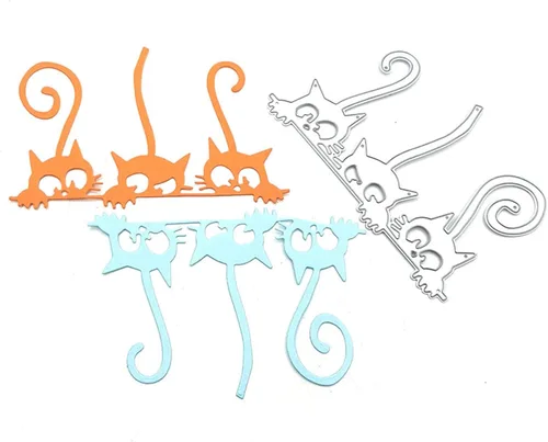 Vista 4 de Mvchifay Troqueles de corte de animales y gatos para hacer tarjetas, troquelados de metal, herramienta de álbumes de recortes, plantilla