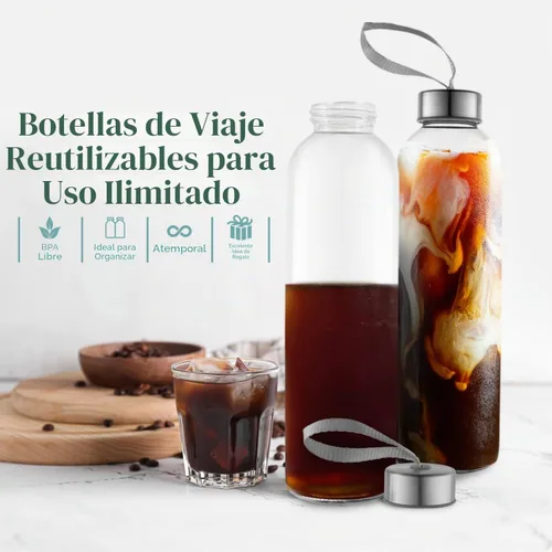 Vista 6 de Kitchen Lux Botellas de agua de vidrio de 24 oz (juego de 4) con mangas