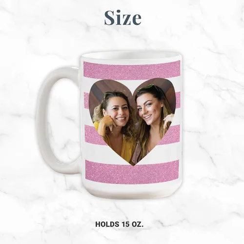 Vista 4 de Let's Make Memories Taza de corazón con foto personalizada - Para él - Para ella