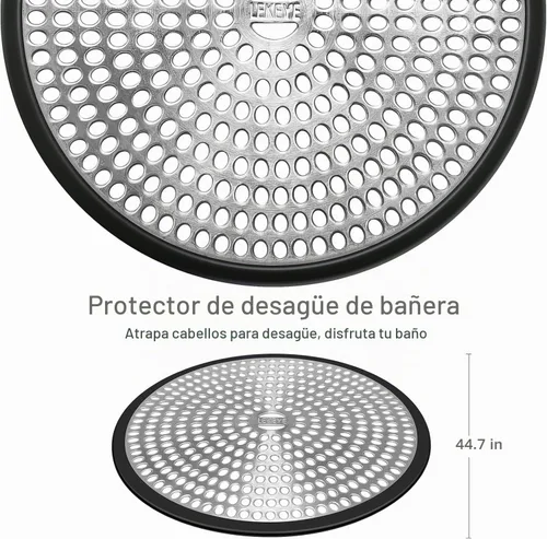 Vista 3 de LEKEYE Atrapa cabellos para el drenaje de la ducha Colador Cubierta para el drenaje de la ducha Protector para el drenaje del baño, acero Negro