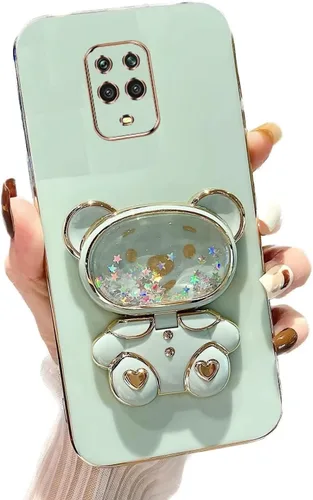 Vista 30 de Miagon Bear - Funda con soporte para espejo para Xiaomi Redmi A1, Quicksand Glitter Electroplated Soft TPU Protector Slim a prueba de golpes