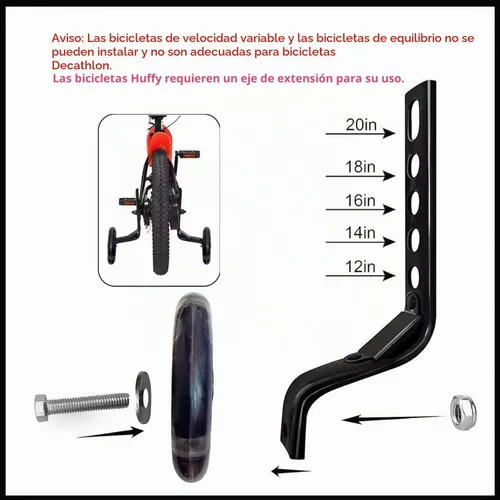 Vista 4 de Ruedas de entrenamiento para bicicleta compatibles con bicicletas de 12, 14, 16, 18, 20 pulgadas, rueda de silencio flash (negro) Thickened safety