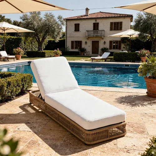 Vista 7 de Outdoor Chaise Lounge Chairs Set of 2, Brown Woven Rope Pool Lounge Chairs marrón/beige
