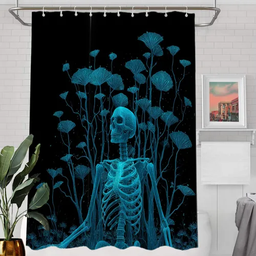 Vista 78 de Batmerry Maritime Nautical Hookless Shower Curtain with Snap in Liner Set, Anchors Ship Wheel Bath Curtain Magnetic Hem Quick-Drying Waterproof