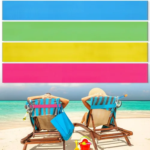 Vista 31 de Boao 4 paquetes de bandas de toalla para silla de playa, esenciales para piscina y crucero, elásticas y resistentes al viento, clips para toallas