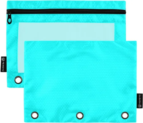 Vista 13 de Gredecor Estuche para lápices con 3 anillos con cremallera negra, paquete de 2 unidades, organizador de carpetas transparentes para ventana escolar