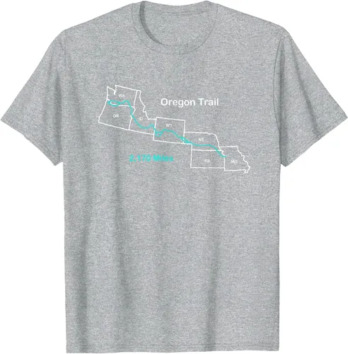 Vista 21 de Route Map of The Oregon National Historic Trail T-Shirt Asphalt Grey