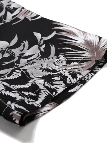 Vista 3 de Floerns Camisa hawaiana de manga corta con botones y estampado tropical para hombre