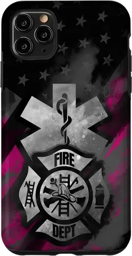 Vista 13 de EMT EMS Firefighter Pink Smoke Line USA American Flag Case for iPhone 17