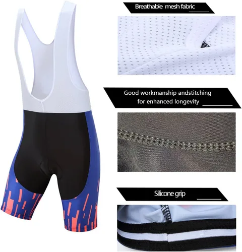Vista 5 de CR - Conjunto de camiseta de ciclismo para hombre, con cremallera, bolsillo con cremallera, manga corta, kits de ciclismo, pantalones cortos