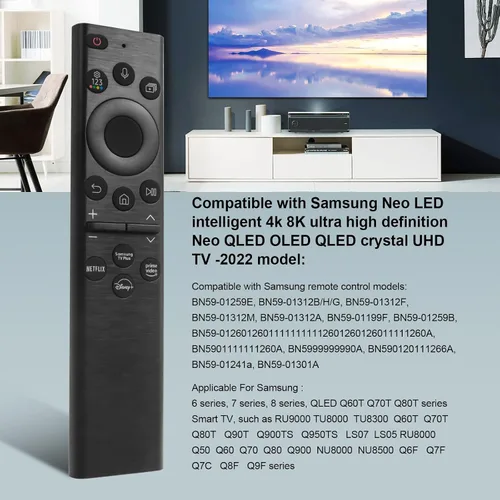 Vista 2 de BN59-01385A Reemplazo remoto de voz solar para Samsung Frame TV Remote con Bluetooth recargable celda solar, compatible con televisores Samsung