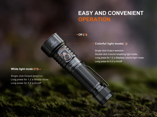 Vista 7 de Fenix LD36R Linterna recargable de 3600 lúmenes, carga rápida USB-C con 6 preajustes RGB y salida de color continuamente ajustable (negro)