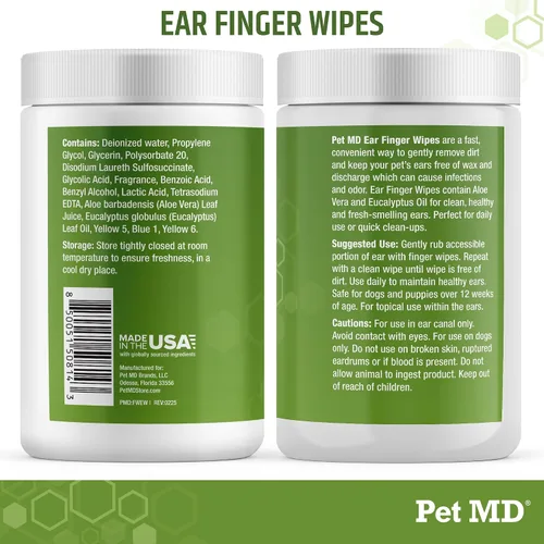 Vista 7 de Pet MD - Toallitas para orejas de perro, con eucalipto y aloe vera para perros, 50