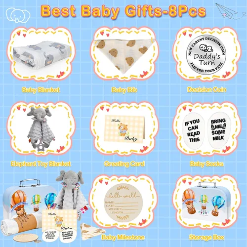 Vista 2 de Juego de cestas de regalo para bebé, 8 unidades, artículos esenciales para recién nacidos, cestas de regalo para recién nacidos, cestas de regalo