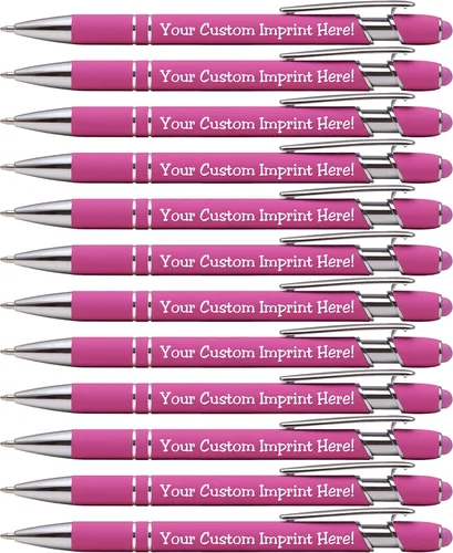 Vista 13 de ExpressDesigns™ - Bolígrafos personalizados premium con lápiz óptico Ráfaga de color Bolígrafos personalizados con nombre impreso de metal suave