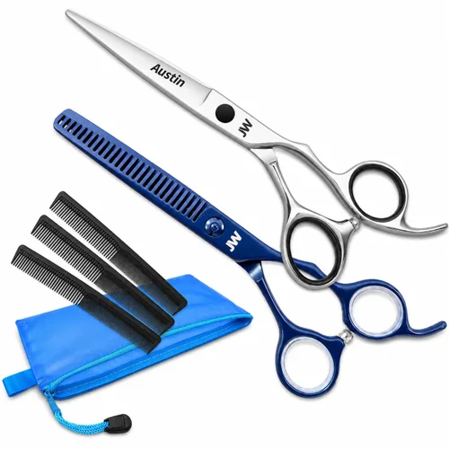 Vista 12 de JW Professional Shears & Thinner Combo Razor Edge Serie CRX – Tijeras de corte de pelo y peluquería de acero inoxidable premium