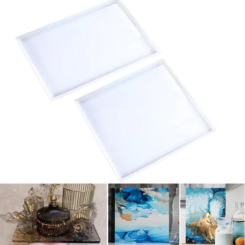 Vista 9 de Moldes grandes de resina de silicona, 3 moldes de resina de geoda de ágata, incluye 2 moldes cuadrados para posavasos cuadrados, molde rectangular