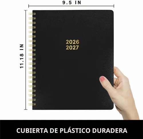 Vista 2 de PAPERAGE Agenda académica, agenda semanal y mensual y calendario, 12 meses, julio de 2026 a junio de 2027, (9.5 x 11 pulgadas), agenda de Negro