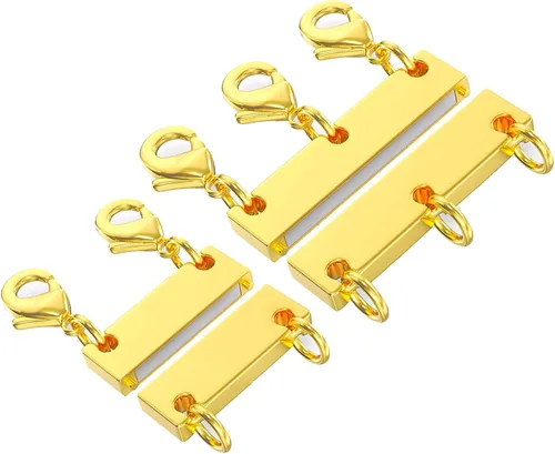 Vista 7 de Qulltk Cierre de capas de collar con cierre magnético para joyas, separador de oro y plata para collares y cadenas apilables
