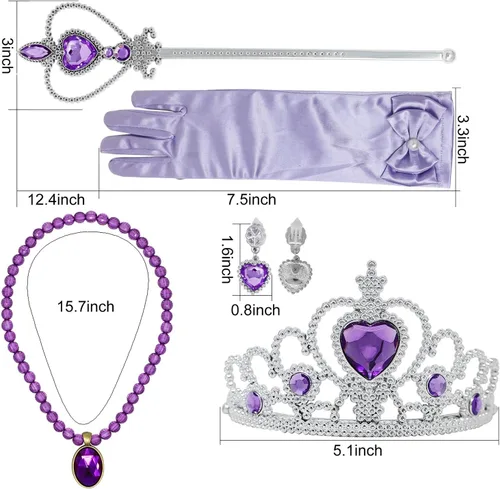 Vista 2 de Juego de 5 piezas de accesorios de vestir de princesa para Sofía Rapunzel corona, cetro, collar, aretes, guantes