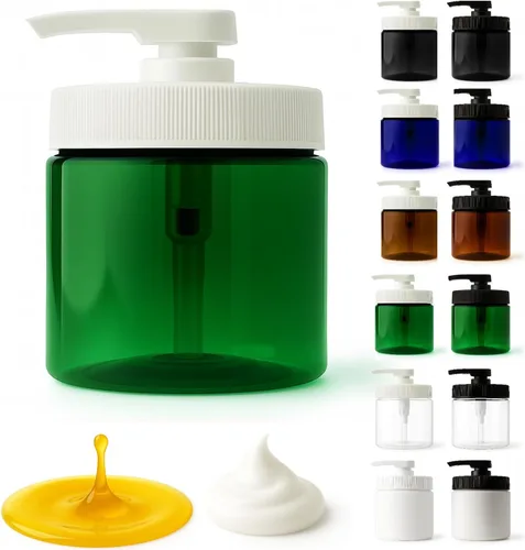 Vista 10 de Royal Massage Tarro bomba recargable de 16 onzas con dispensador de tubo de inmersión de bloqueo, recipiente de plástico sin BPA para aceites