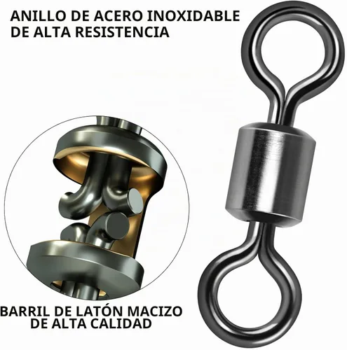 Vista 3 de Alwonder 100 paquetes de micro emerillones para pesca con mosca, pequeños emerillones giratorios de barril para aparejos de pesca con mosca