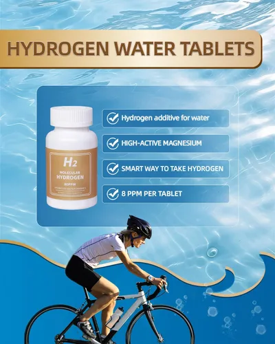 Vista 9 de Tabletas de agua de hidrógeno de 8 PPM para agua potable, tabletas de hidrógeno molecular H2 magnesio apoya el envejecimiento saludable, energía