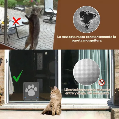 Vista 5 de Puerta mosquitera para puerta mosquitera con cierre automático magnético, pestañas dobles bloqueables, puerta mosquitera para perros, fácil acceso