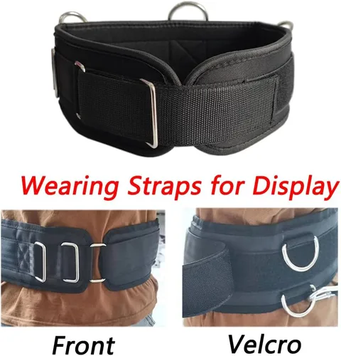 Vista 10 de LOOEEL Fitness Resistance Belt Multi Functional Fitness Belt with 5 Rings for Weight Training and Resistance Training of Load Carrying Pull Up Belt