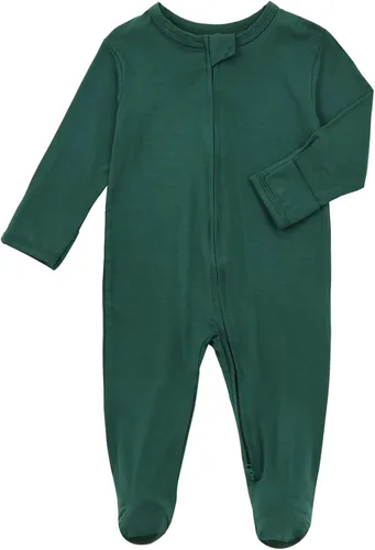 Vista 2 de Aablexema Pijama con cremallera para bebé, rayón de bambú, 3 piezas, unisex, con manopla, manga larga, pies