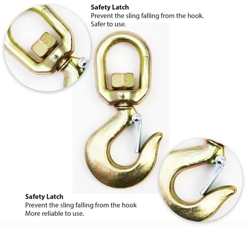 Vista 5 de Hi-Gear Ganchos giratorios de elevación de 2 toneladas para cadenas de elevación, capacidad de trabajo de 4,400 libras, gancho de ojo giratorio