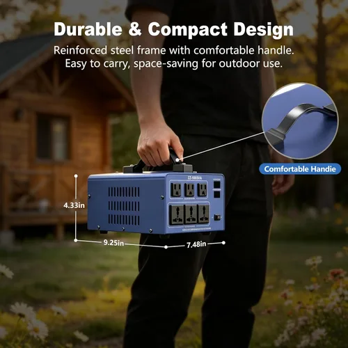 Vista 7 de Transformador Automático Convertidor de Voltaje de 5000W, Transformador Convertidor de Potencia de Alta Resistencia con Paso Hacia Arriba/Hacia