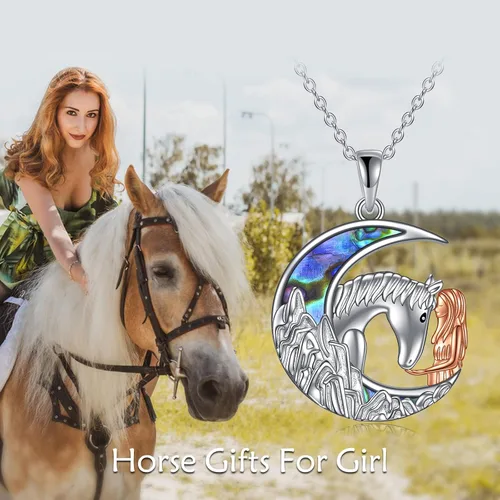 Vista 6 de YAFEINI Collar de plata de ley con colgante de caballo, dragón, lobo y lobo, joyería para mujer