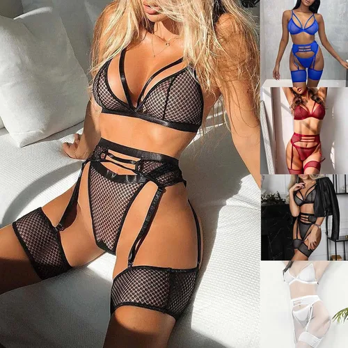 Vista 5 de Mujeres 2 unids Encaje Entrepierna Lencería Conjunto Pijamas Dormir Salón Sexo Cosas Para Parejas Kinky Para Sexo Jugar Travieso Tanga Bra