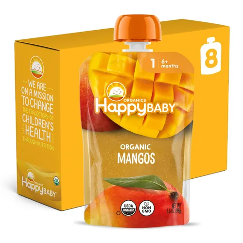 Vista 8 de Happy Baby Mezclas de apoyo digestivo, alimento para bebés etapa 2 con fibra prebiótica, manzana, calabaza y ciruela, 4 onzas (paquete de 16) +