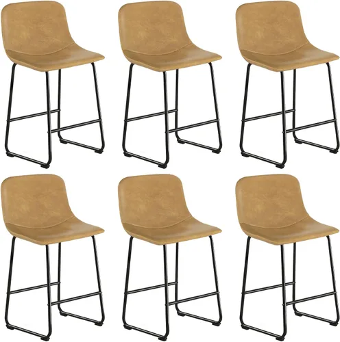 Vista 18 de TAVR Furniture Leathaire - Juego de 2 taburetes de tela con altura de mostrador, sillas de isla sin brazos, con capacidad para hasta 500 libras